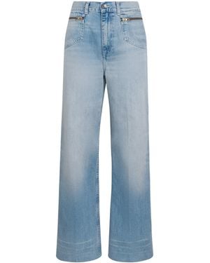 Sandro Zipped-Pocket Wide-Leg Jeans - Blue