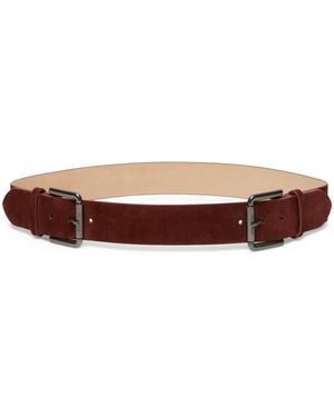 Max Mara Suede Double-Buckle Belt - Brown