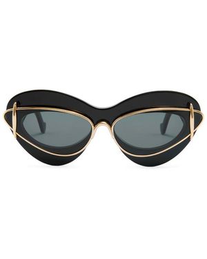 Loewe Double Frame Cat Eye Sunglasses - Black