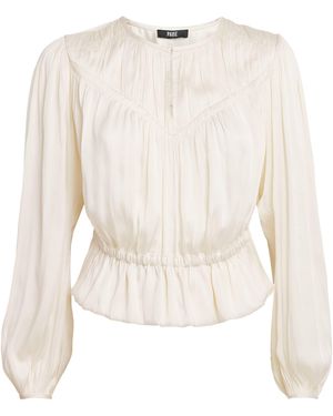 PAIGE Eco Satin Gansevoort Blouse - White