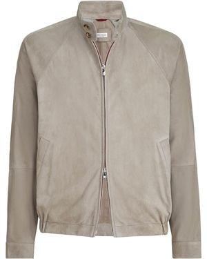 Brunello Cucinelli Suede Two-Way Zip Jacket - Brown