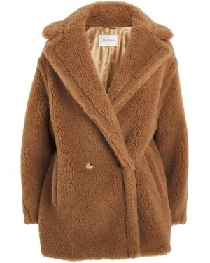 Max Mara Alpaca-Blend Short Teddy Coat - Brown