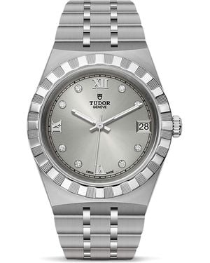 Tudor Stainless Steel And Diamond Royal Watch - Grey