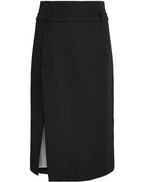 Sandro Wool Double-Waistband Midi Skirt - Black