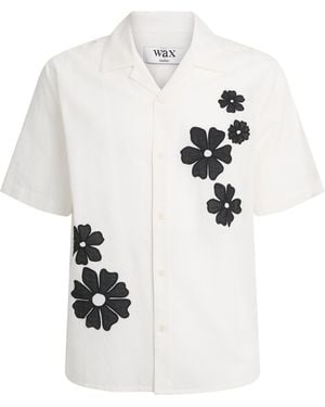 Wax London Linen Floral Appliqué Didcot Shirt - White