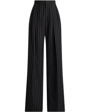 Ralph Lauren Cotton-Linen-Wool Stripe Jody Pants - Black