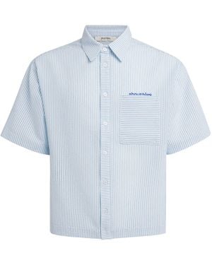 About Blank Seersucker Embroidered Shirt - Blue