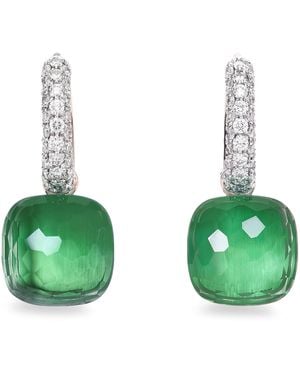 Pomellato Mixed, Diamond, Prasiolite And Agate Nudo Earrings - Green
