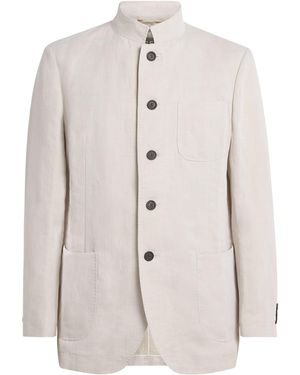 N.Peal Cashmere Linen-Cotton Portofino Overshirt - White