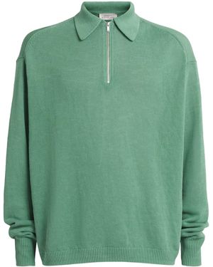Studio Nicholson Heddy Zip-Up Polo Jumper - Green