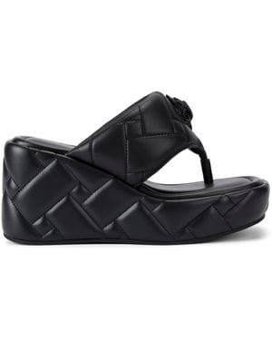 Kurt Geiger Leather Kensington Puff-Wedge Sandals - Black