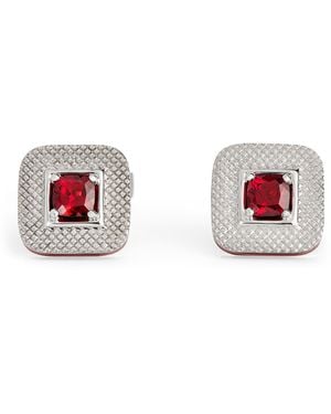 Tateossian Sterling And Garnet Refratto Cufflinks - White