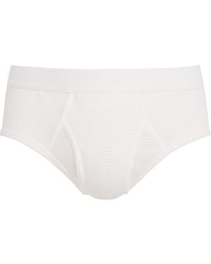 Sunspel Cotton Mesh Cellular Briefs - White