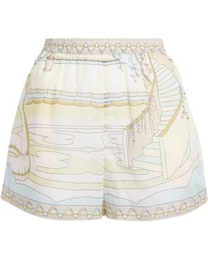 Tory Burch Cotton Printed Shorts - White