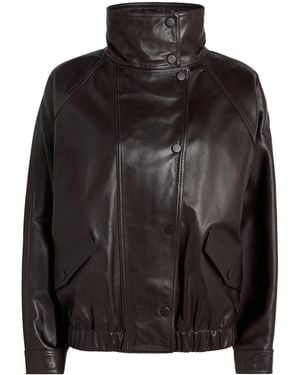 Sandro Oversized Leather Jacket - Black