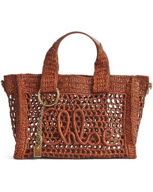 Chloé Small Raffia Summer Banana East-West Tote Bag - Brown