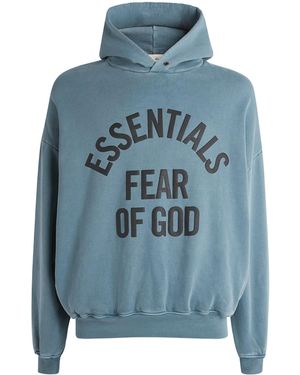 Fear Of God Cotton Logo Campus 90S Hoodie - Blue