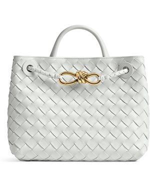Bottega Veneta Small Intrecciato Leather Andiamo Top-Handle Bag - White