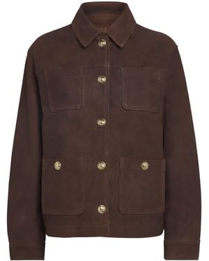 Sandro Suede Pocket-Detail Jacket - Brown