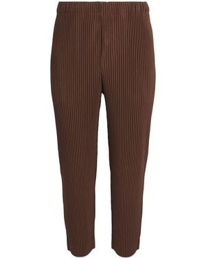 Homme Plissé Issey Miyake Pleated Straight Trousers - Brown