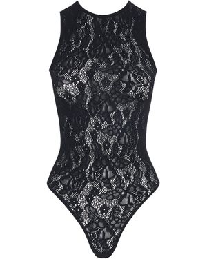 Wolford Infinite Rose Net Bodysuit - Black