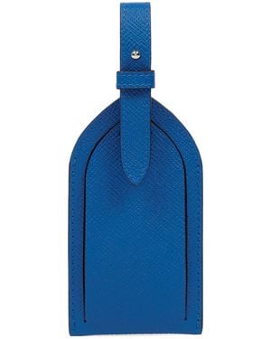 Smythson Panama Leather Luggage Tag - Blue