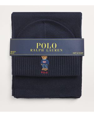 Polo Ralph Lauren Bear Knitted Beanie And Scarf Set in Black for Men Lyst UK