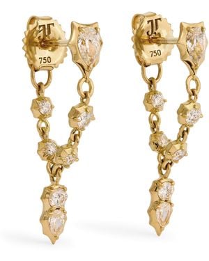 Jade Trau And Diamond Posey Loop Earrings - Metallic