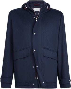 Brunello Cucinelli Cashmere Hooded Jacket - Blue
