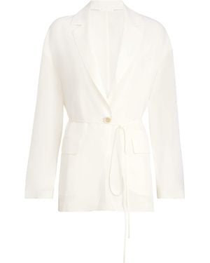 Brunello Cucinelli Sable Silk Crepe Blazer - White