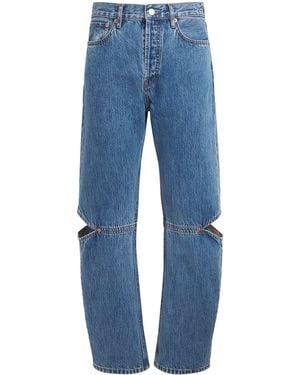 Still Here Cut-Out Cowgirl Straight Jeans - Blue