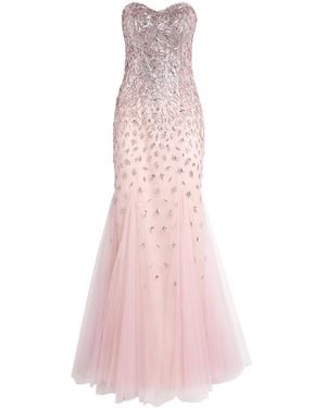 Pamella Roland Tulle Embellished Strapless Gown - Pink