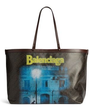 Balenciaga Large Coated Canvas Select Tote Bag - Blue