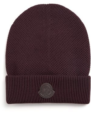 Moncler Wool Logo Beanie - Purple