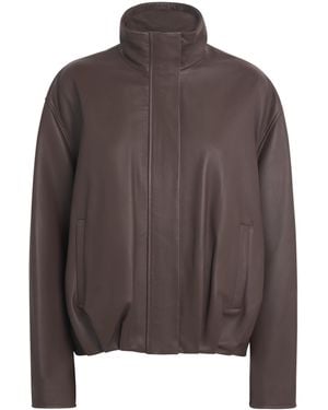 Arma Lambskin Dahlia Bomber Jacket - Brown