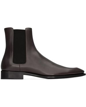 Saint Laurent Leather Aurelien Ankle Boots - Brown