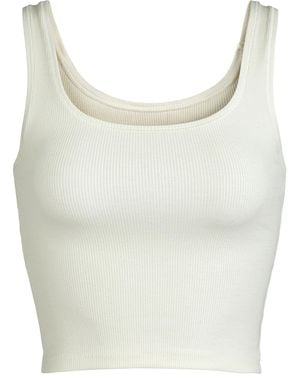 Skims Cotton Ribbed Cropped Tank Top - White