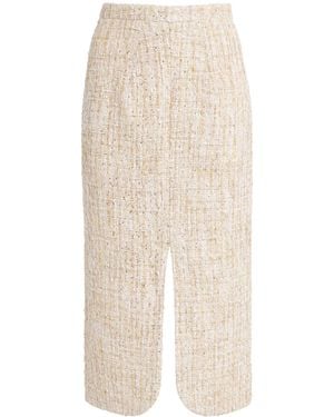 Safiyaa Tweed Embellished Virginia Midi Skirt - Natural