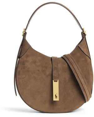 Polo Ralph Lauren Small Suede Polo Id Shoulder Bag - Brown