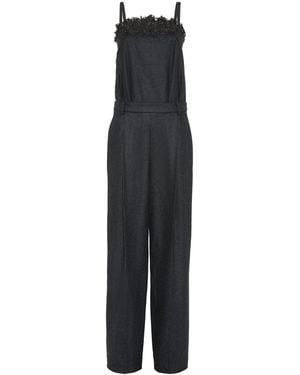 Brunello Cucinelli Lace-Detail Wide-Leg Jumpsuit - Black