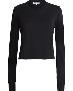 ÉTERNE Long-Sleeve Cropped T-Shirt - Black