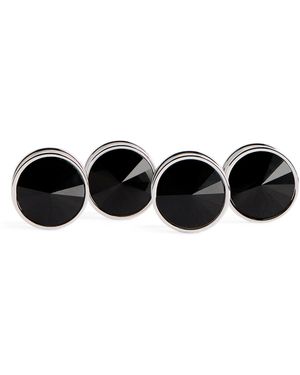 Babette Wasserman Rhodium-Plated Galileo Stud Cufflinks - Black
