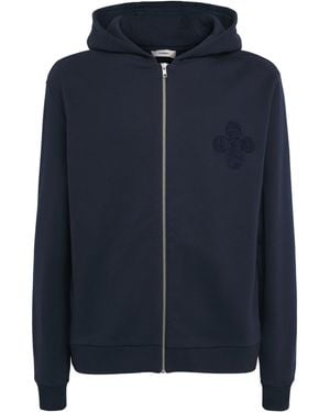 Commas Cotton Floral Bouclé Hoodie - Blue