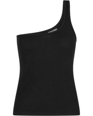 Tom Ford Silk-Blend One-Shoulder Tank Top - Black