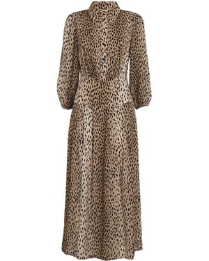 RIXO London Antelope Spot Print Izzy Midi Dress - Natural