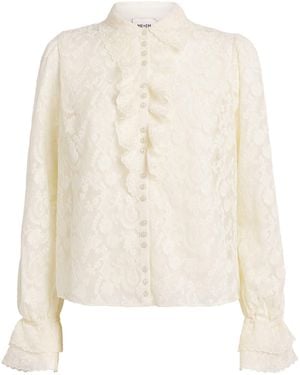ME+EM Tulle Embroidered Blouse - White