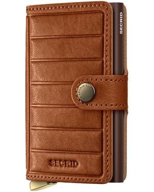 Secrid Leather Embossed Lines Miniwallet - Brown