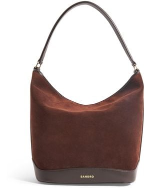 Sandro Suede Tangoso Bucket Bag - Brown