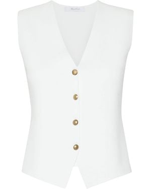 Max Mara Crêpe Knitted Waistcoat - White