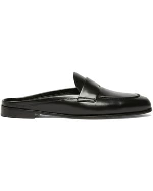 Max Mara Leather Logo-Hardware Mules - Black